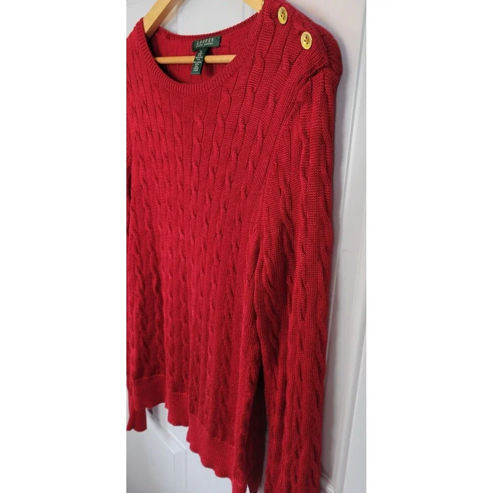 Lauren Ralph Lauren Cable Knit Cotton Blend Sweater Size XL